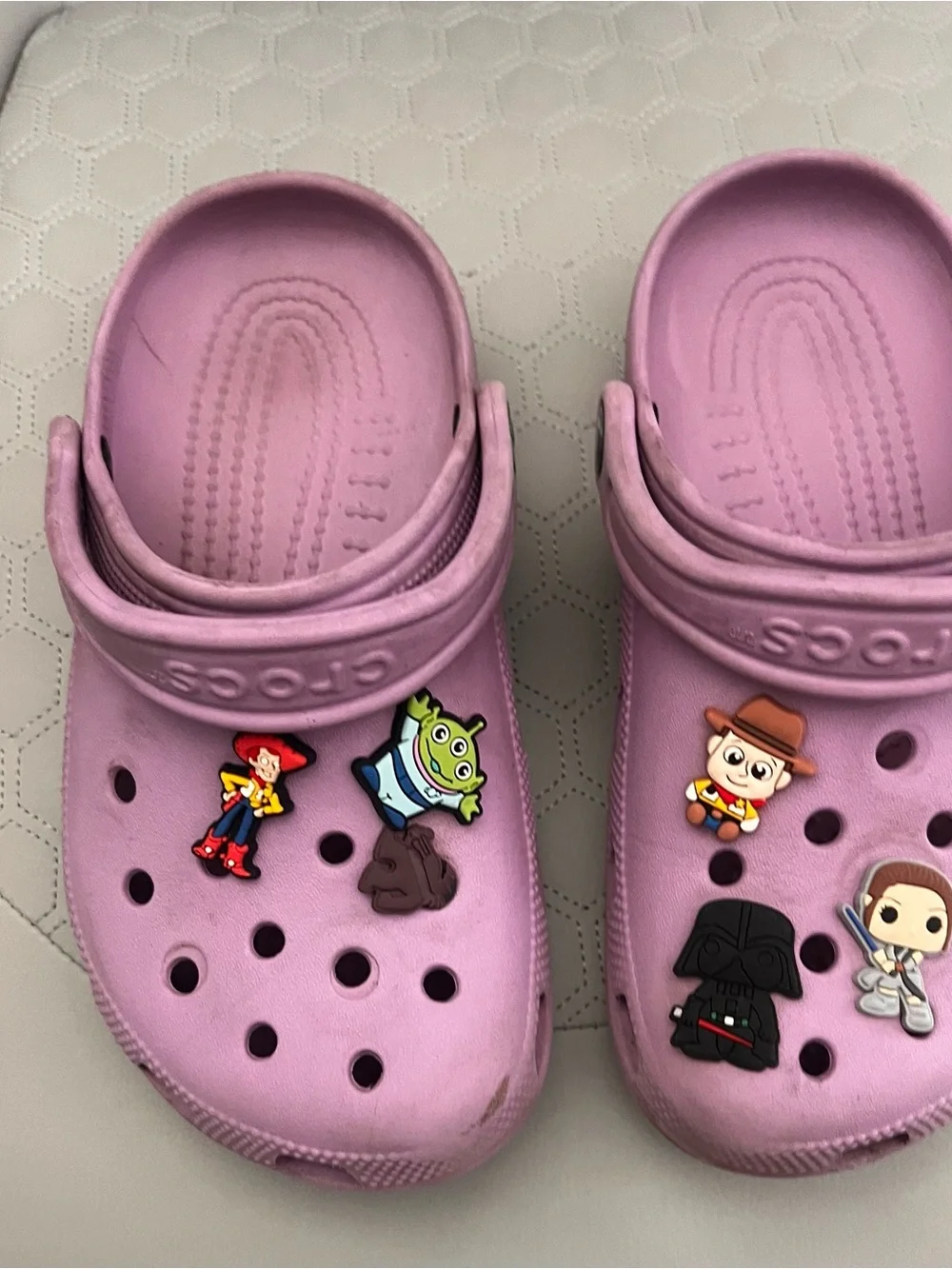 CROCS Kids Lavender Comfort Clogs with Toy Charms